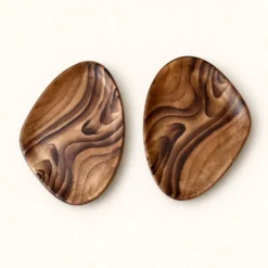 Duo de coupelles en céramique imitation bois