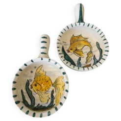 Duo de coupelles ramequin poisson Vallauris vintage Rubino