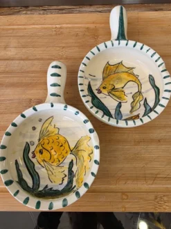 Duo de coupelles ramequin poisson Vallauris vintage Rubino