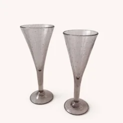 Duo de flûtes à champagne en verre de Biot