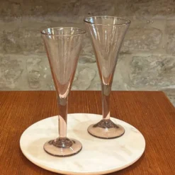 Duo de flûtes à champagne en verre de Biot