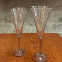 Duo de flûtes à champagne en verre de Biot