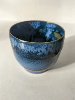 Duo de gobelets en grès émaillé bleu et vert