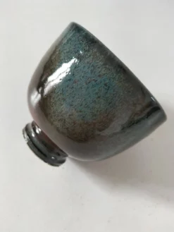 Duo de gobelets en grès émaillé bleu et vert