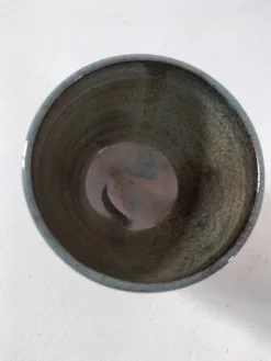 Duo de gobelets en grès émaillé bleu et vert