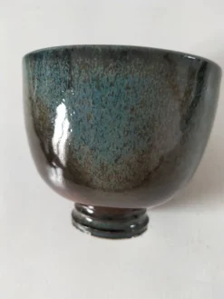 Duo de gobelets en grès émaillé bleu et vert