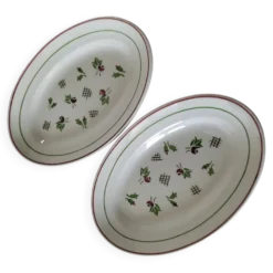 Duo de raviers en terre de fer – fleurs stylisées années 50