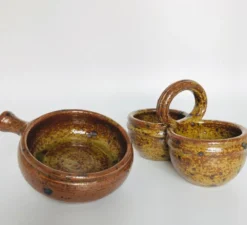 Duo de salières en grès pyrité