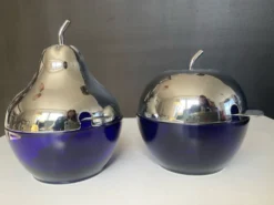 Duo de sucriers vintage en verre cobalt et métal argenté