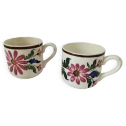 Duo de tasses anciennes Saint-Amand – Décor floral 4146 (années 1930–50)