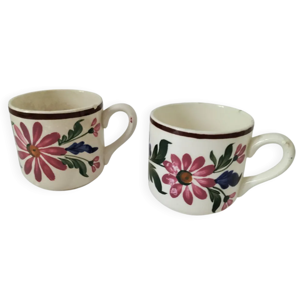 Duo de tasses anciennes Saint-Amand – Décor floral 4146 (années 1930–50)
