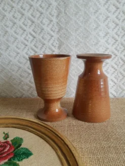 Duo de tasses mazagrans en grès Montgolfier vintage