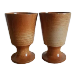 Duo de tasses mazagrans en grès Montgolfier vintage