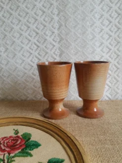 Duo de tasses mazagrans en grès Montgolfier vintage