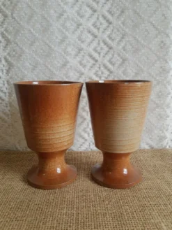 Duo de tasses mazagrans en grès Montgolfier vintage