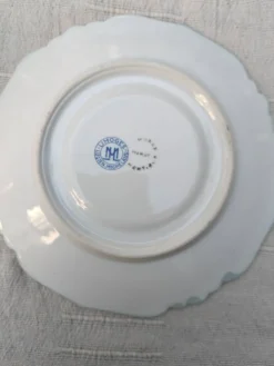 Duo de tasses à thé et soucoupes Limoges Lucien Michelaud - Porcelaine vert