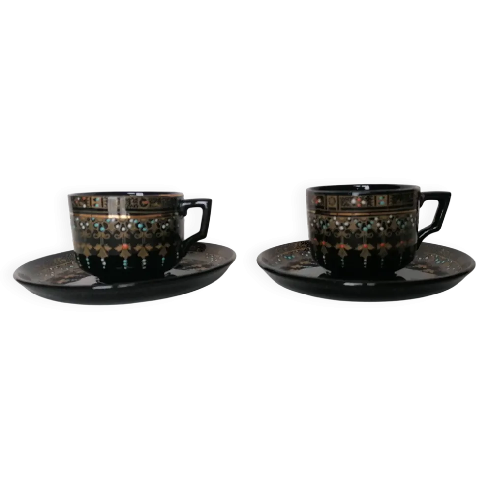 Duo de tasses victoriennes 19ème s Victoria numérotées