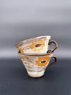 Duo de tasses vintage en grès 70's – matcha ou café