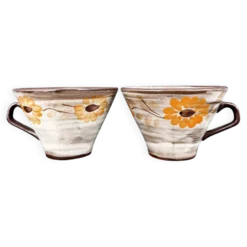 Duo de tasses vintage en grès 70's – matcha ou café