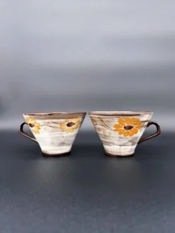 Duo de tasses vintage en grès 70's – matcha ou café