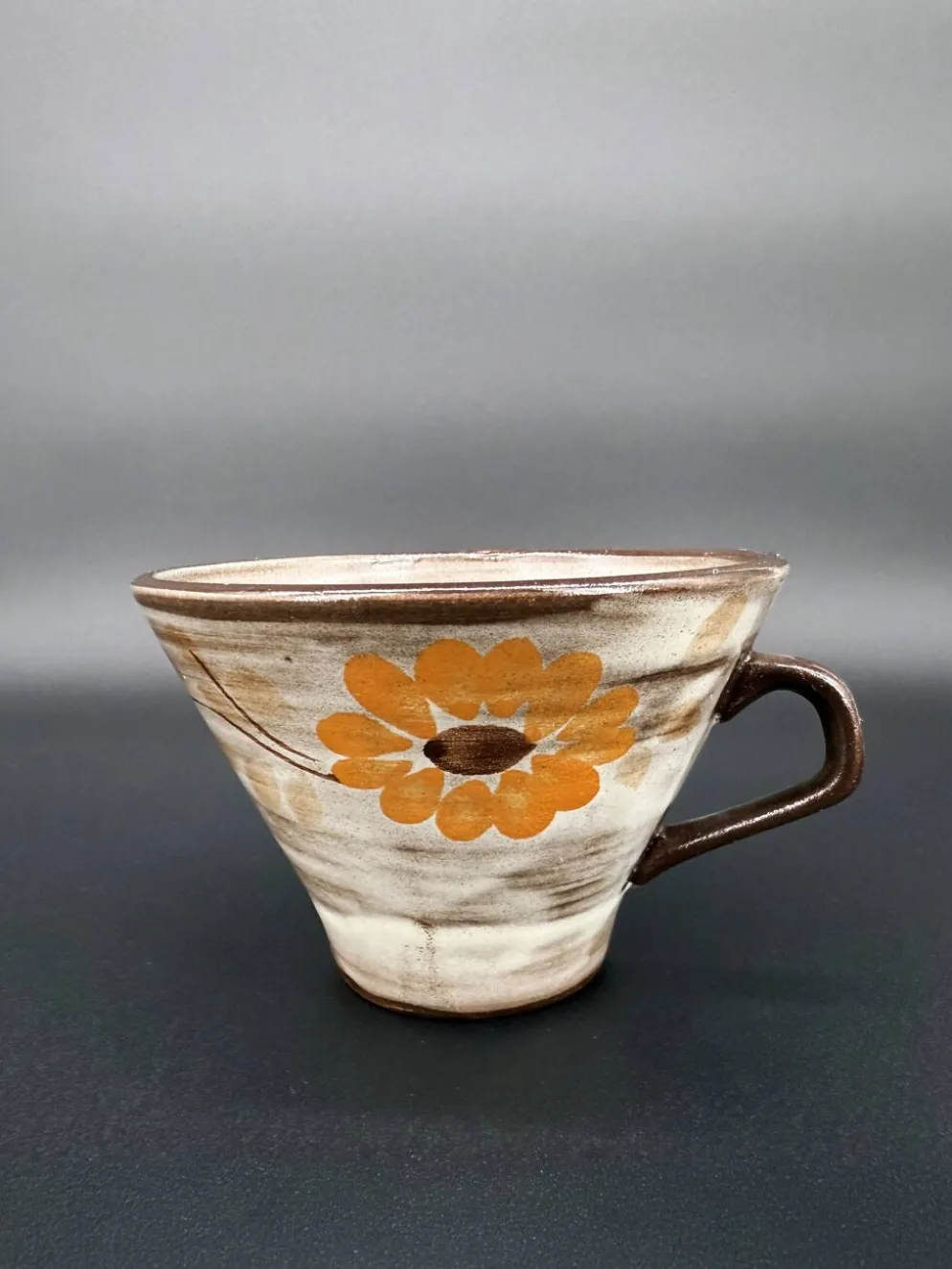 Duo de tasses vintage en grès 70's – matcha ou café