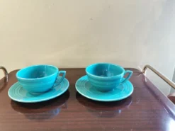 Duo petit déjeuner vintage céramique verte