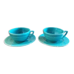 Duo petit déjeuner vintage céramique verte