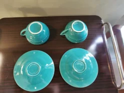 Duo petit déjeuner vintage céramique verte