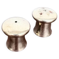 Duo salière et poivrier en forme de champignon en métal argenté