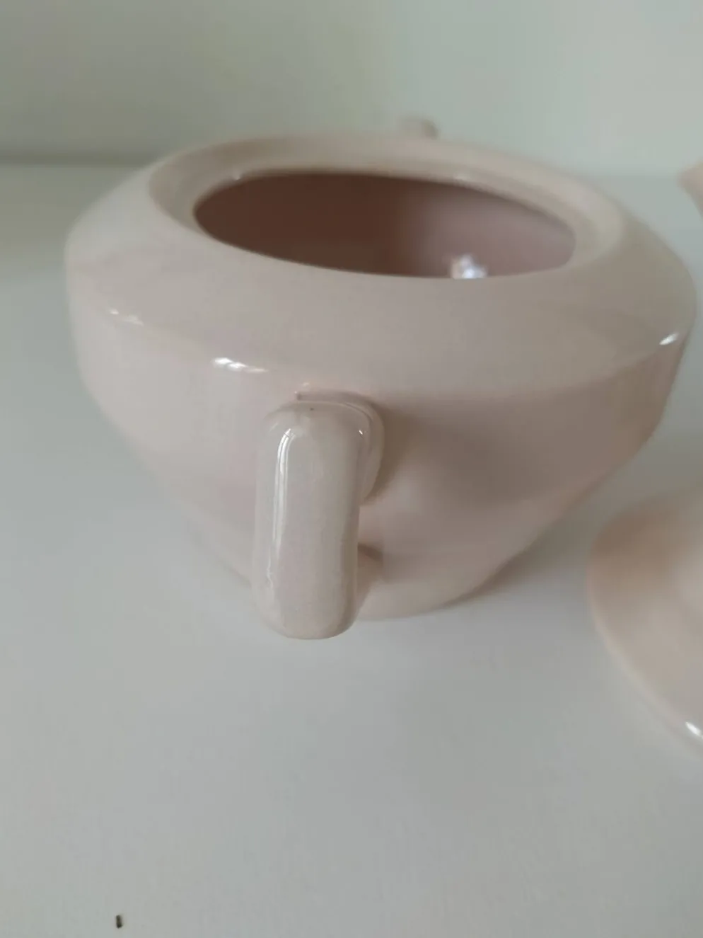 Duo sucrier et pot à lait Art Déco Céranord Saint-Amand rose pâle