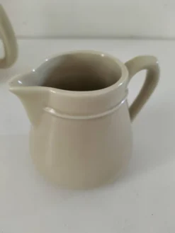 Duo théière et pot à lait en céramique grège – Style bistrot vintage