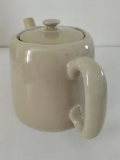 Duo théière et pot à lait en céramique grège – Style bistrot vintage