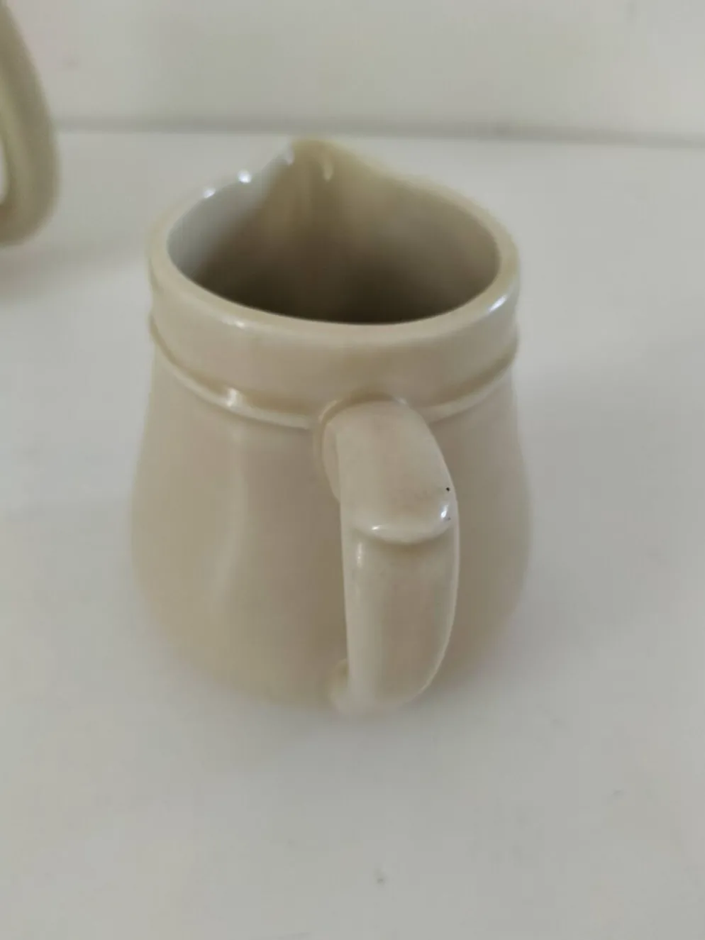 Duo théière et pot à lait en céramique grège – Style bistrot vintage