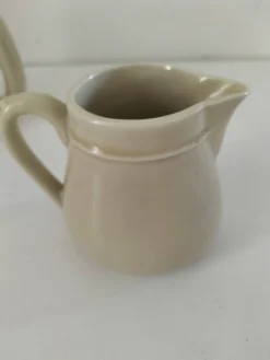 Duo théière et pot à lait en céramique grège – Style bistrot vintage