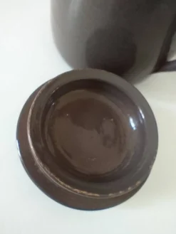 Duo verseuse et pot à lait en grès brun – céramique vintage