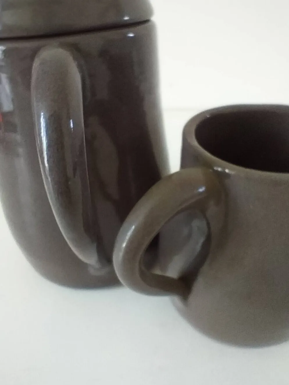 Duo verseuse et pot à lait en grès brun – céramique vintage