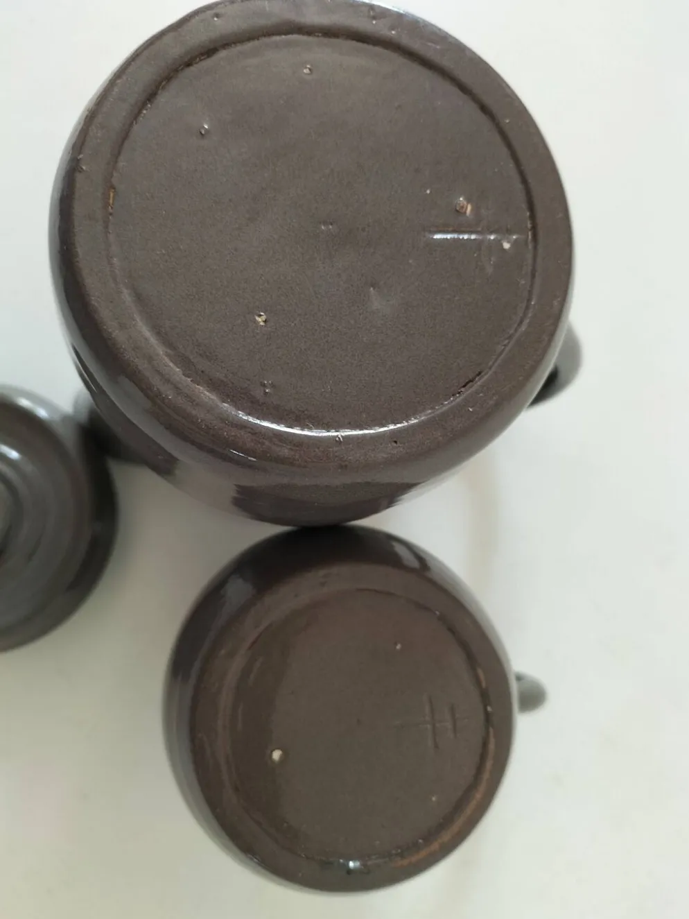 Duo verseuse et pot à lait en grès brun – céramique vintage