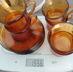 Duralex - 6 tasses et sous tasses verre orange