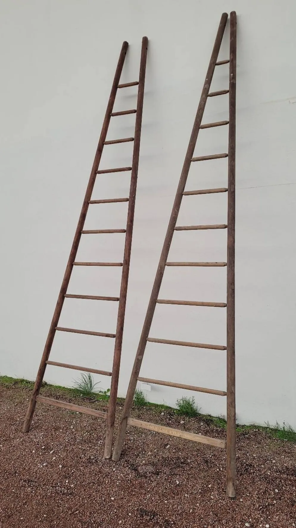 Echelle double de maraîcher récolte fruitière cueillette ancienne en bois -3m65