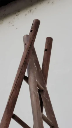 Echelle double de maraîcher récolte fruitière cueillette ancienne en bois -3m65
