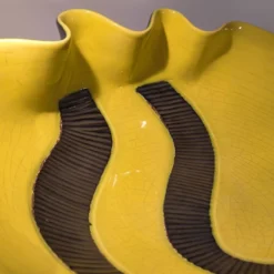 Elchinger france « coupe forme libre » céramique émaillée jaune et noire ca