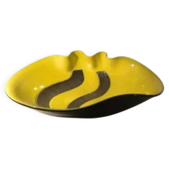 Elchinger france « coupe forme libre » céramique émaillée jaune et noire ca