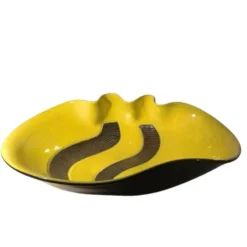Elchinger france « coupe forme libre » céramique émaillée jaune et noire ca