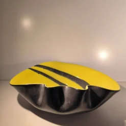 Elchinger france « coupe forme libre » céramique émaillée jaune et noire ca