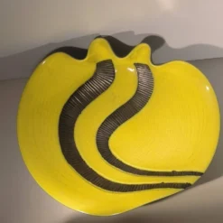 Elchinger france « coupe forme libre » céramique émaillée jaune et noire ca