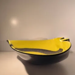 Elchinger france « coupe forme libre » céramique émaillée jaune et noire ca