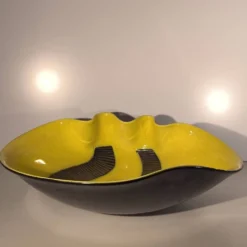 Elchinger france « coupe forme libre » céramique émaillée jaune et noire ca