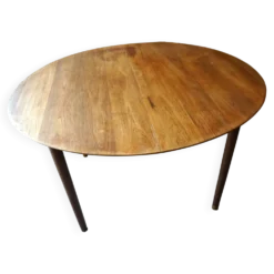 Elégante table ronde en teck avec rallonge