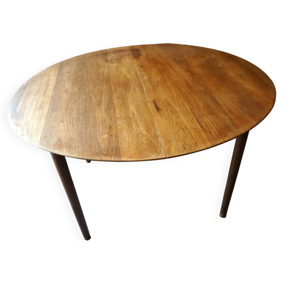 Elégante table ronde en teck avec rallonge