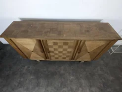 Enfilade Art déco en chêne à marqueterie damier trois portes années 40